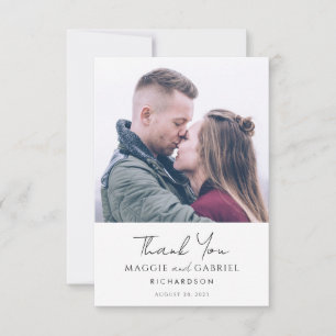 Modern Minimalist Photo Script Serif Wedding Thank You Card