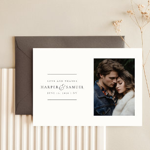 Modern Minimalist Photo Thank You Wedding Card