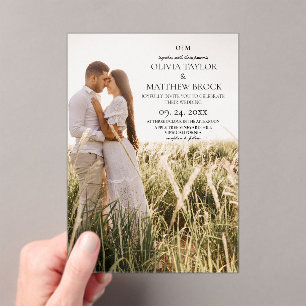 Modern Minimalist Photo Wedding Acrylic Invitations