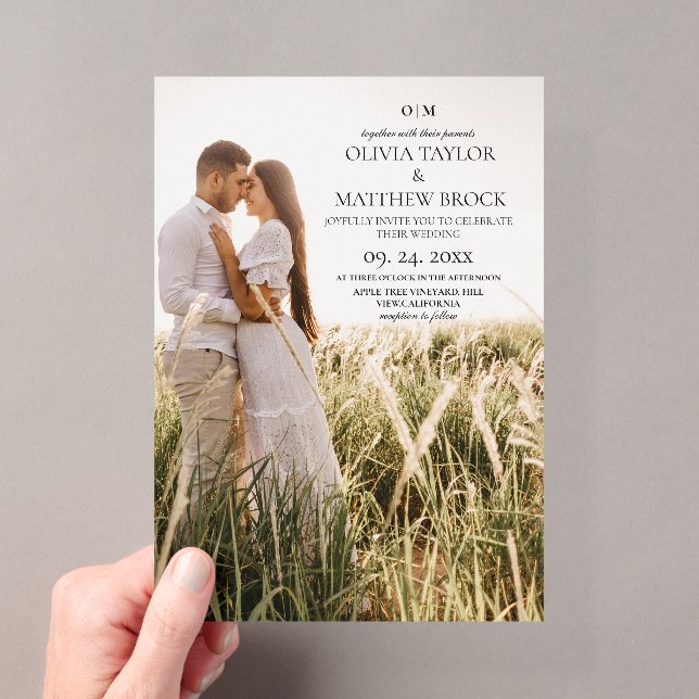 Modern Minimalist Photo Wedding  Acrylic Invitations (Insitu (Handheld))