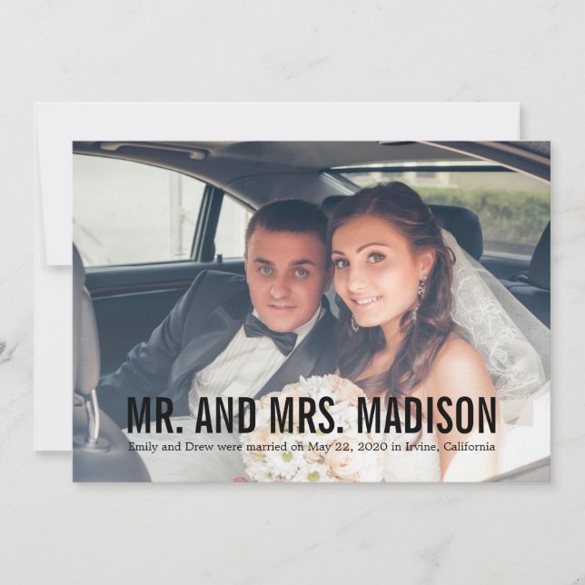 Modern Minimalist Photo Wedding Announcement (Front)