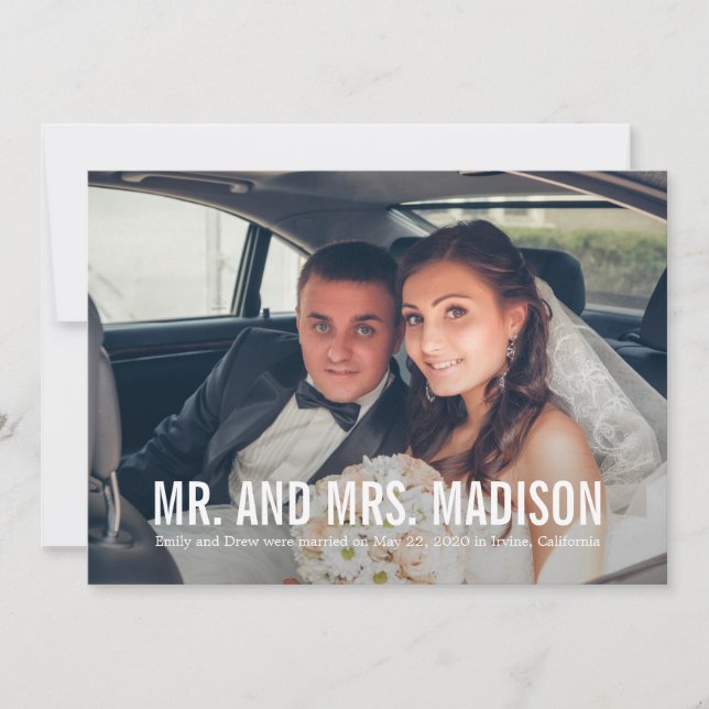 Modern Minimalist Photo Wedding Announcement (Front)