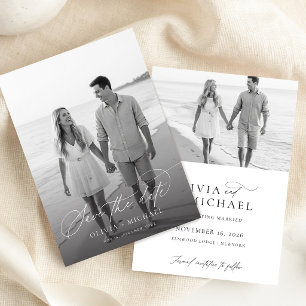 Modern Minimalist Photo Wedding Boho Save The Date