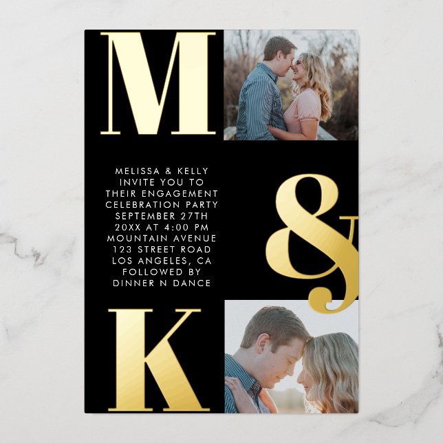 Modern Minimalist Photo Wedding Bold Monogram (Front)