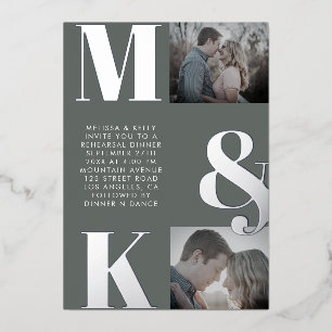 Modern Minimalist Photo Wedding Bold Monogram