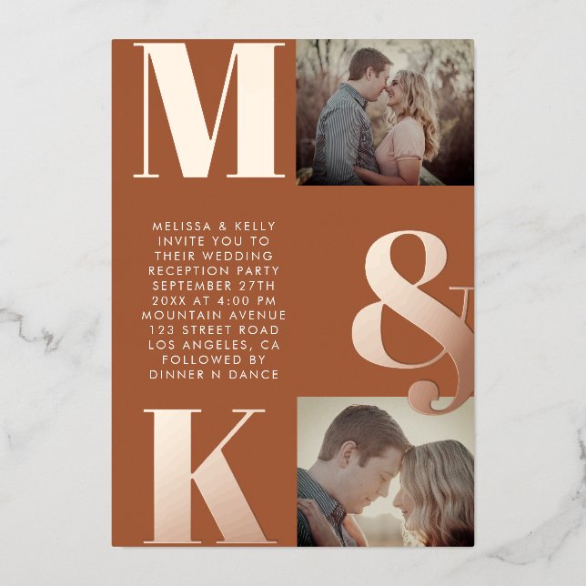 Modern Minimalist Photo Wedding Bold Monogram (Front)