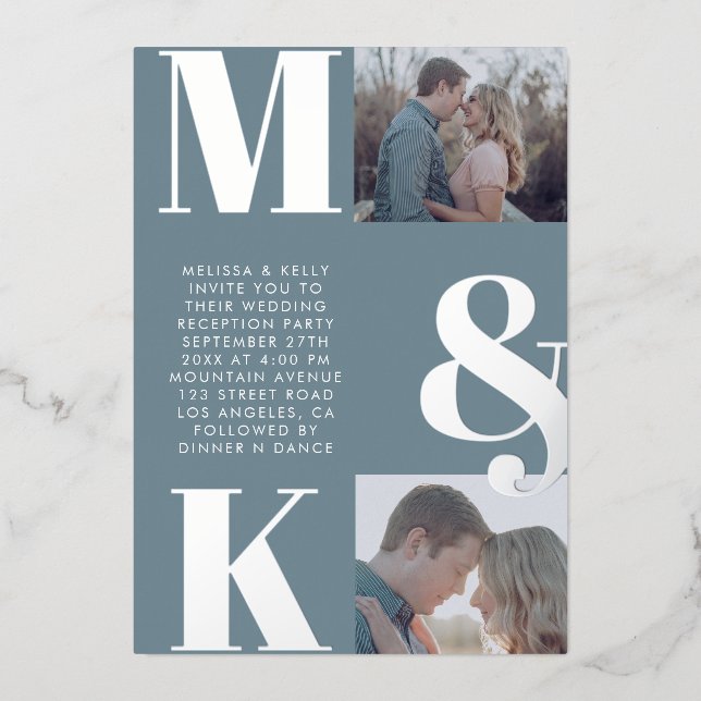Modern Minimalist Photo Wedding Bold Monogram (Front)