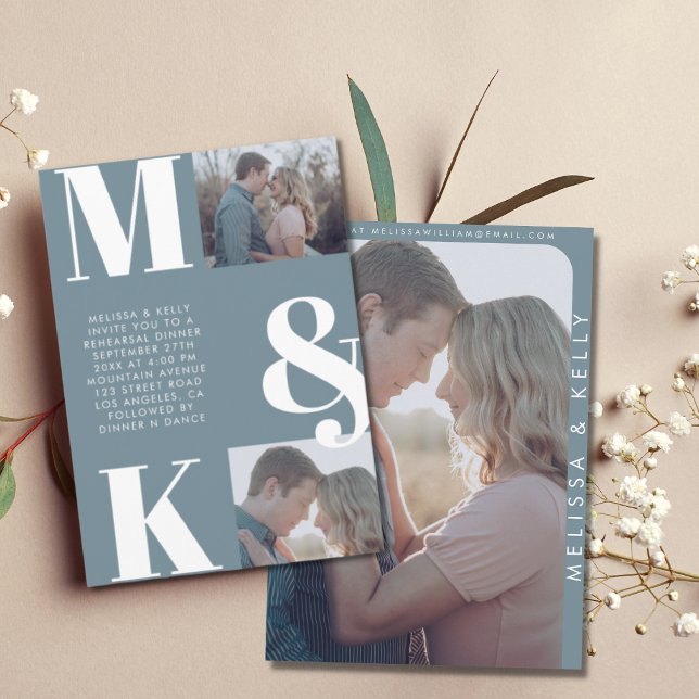 Modern Minimalist Photo Wedding Bold Monogram Invitation (Creator Uploaded)