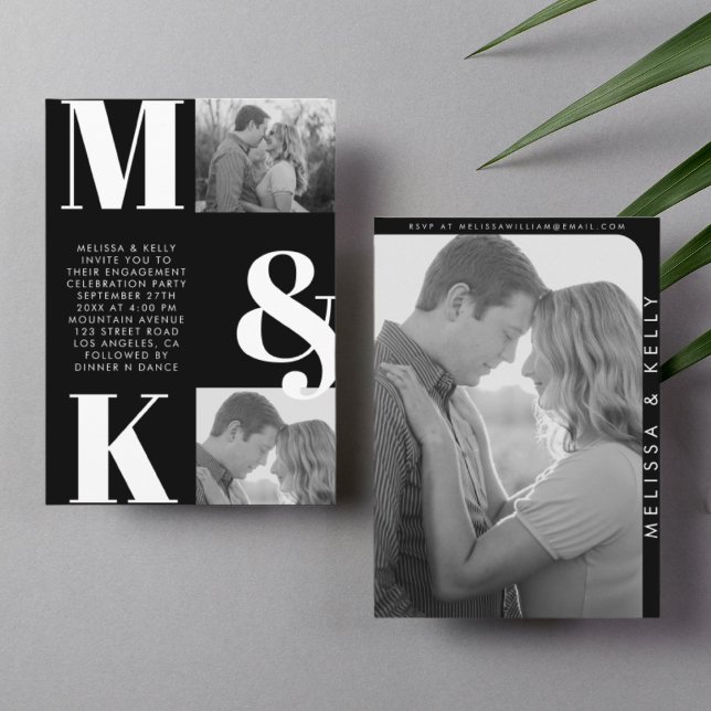 Modern Minimalist Photo Wedding Bold Monogram Invitation (Creator Uploaded)