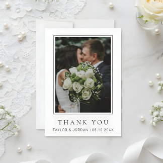 Modern Minimalist Photo Wedding Custom Thank You Card