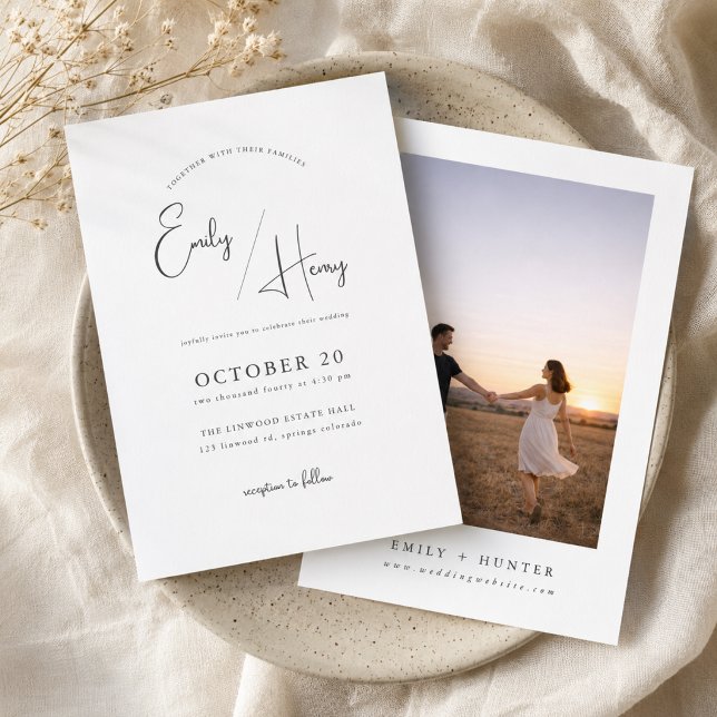 Modern Minimalist Photo Wedding Invitation (Creator Uploaded)