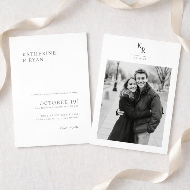 Modern Minimalist Photo Wedding Invitation (Creator Uploaded)