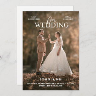 Modern minimalist photo wedding  invitation