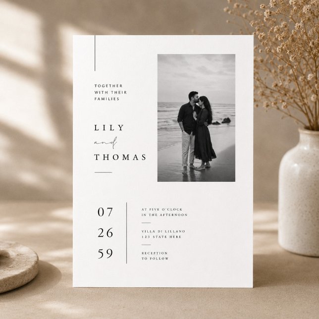 Modern Minimalist Photo Wedding Invitation Design. (Creator Uploaded)