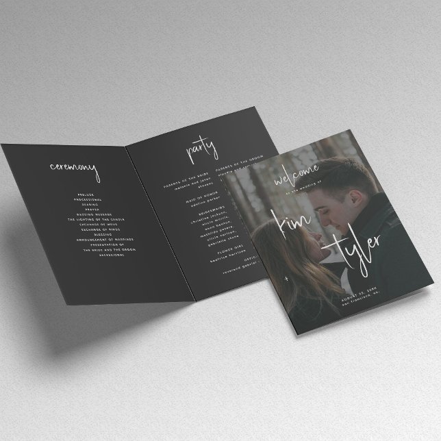 Modern minimalist photo wedding programme (Creator Uploaded)