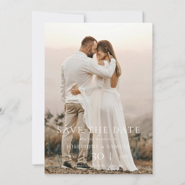 Modern Minimalist Photo Wedding Save the Date (Front)
