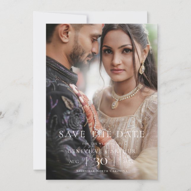 Modern Minimalist Photo Wedding Save the Date (Front)
