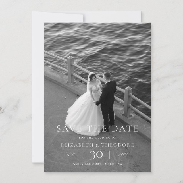 Modern Minimalist Photo Wedding Save the Date (Front)