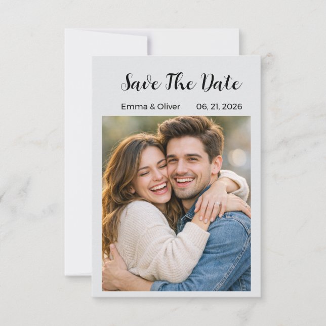 Modern Minimalist Photo Wedding Save The Date (Front)
