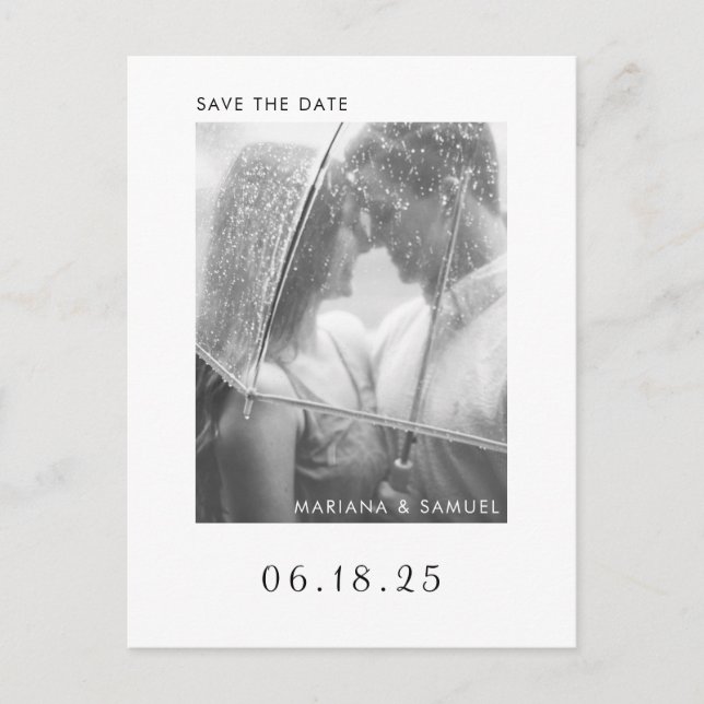 Modern Minimalist Photo Wedding Save the Date Announcement Postcard (Front)