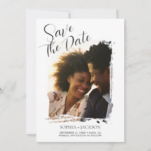 Modern Minimalist Photo Wedding Save the Date Holiday Card