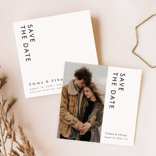 Modern Minimalist Photo Wedding Save The Date Invitation