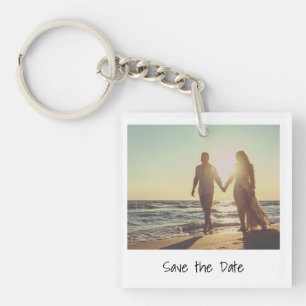 Modern Minimalist Photo Wedding Save the Date Key Ring