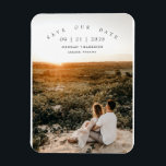 Modern Minimalist Photo Wedding Save The Date Magnet<br><div class="desc">The design is simplistic modern block topography and your awesome photo.  Easily customise important information of choice.  Ideal for any modern wedding theme and perfect for any season.</div>