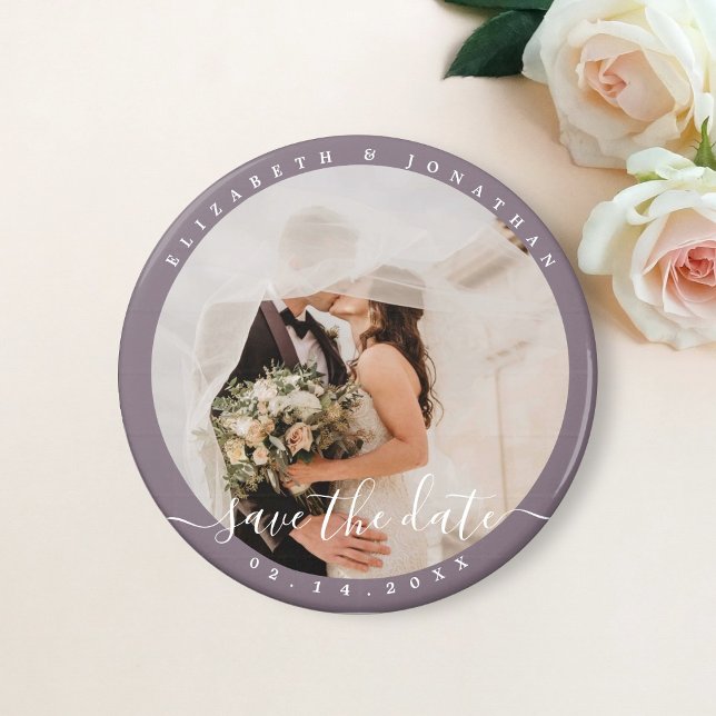 Modern Minimalist Photo Wedding Save The Date Magnet (Creator Uploaded)