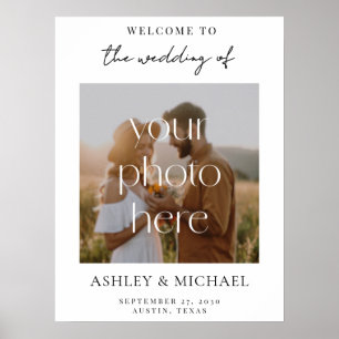 Modern Minimalist Photo Wedding Sign Poster