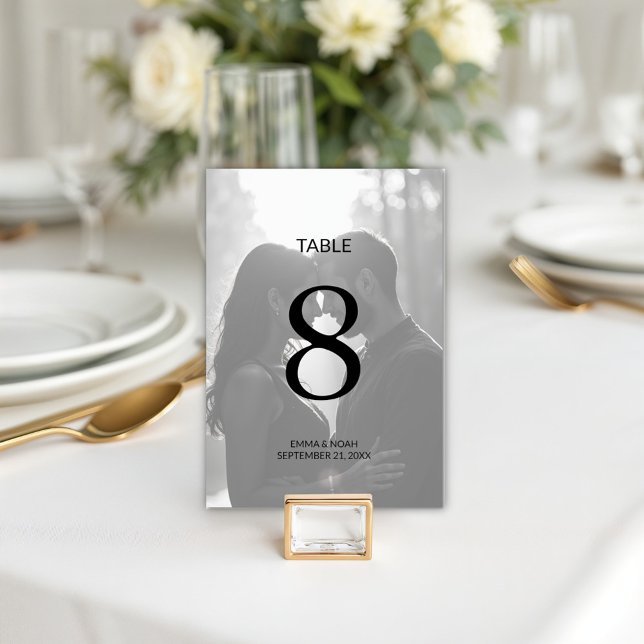 Modern Minimalist Photo Wedding Table Number  (Creator Uploaded)