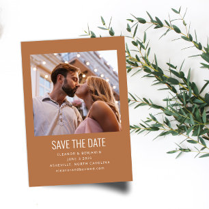 Modern Minimalist Photo Wedding Terracotta Save The Date