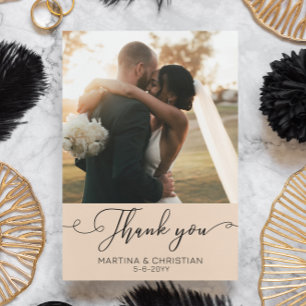 Modern Minimalist Photo Wedding  Thank You Card