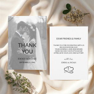 Modern Minimalist Photo Wedding  Thank You Card
