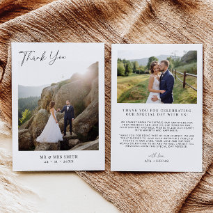 Modern Minimalist Photo Wedding Thank You Card