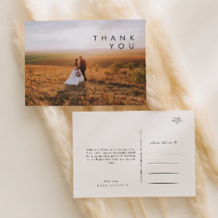 Modern Minimalist Photo Wedding Thank You Postcard