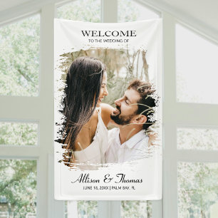 Modern Minimalist Photo Wedding Welcome Banner