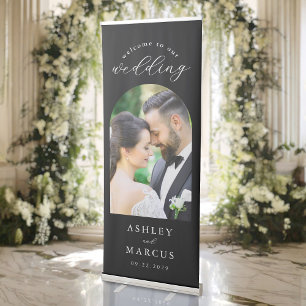 Modern Minimalist Photo Welcome Wedding Retractable Banner