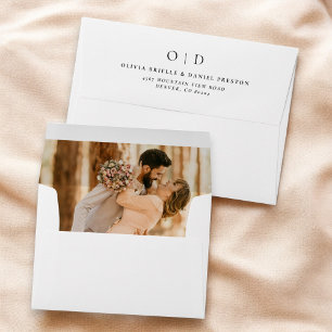 Modern Minimalist Photo White Wedding Envelope