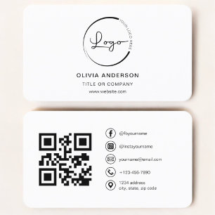 Modern Minimalist Photo with QR Code Social Media Business Card