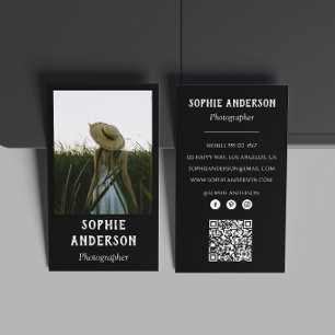 Modern Minimalist Photographer Photo with QR Code Business Card