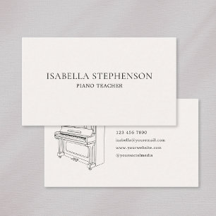Modern Minimalist Piano Music Teacher  Business Card