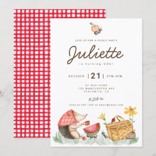Modern Minimalist Picnic Birthday Party Invitation