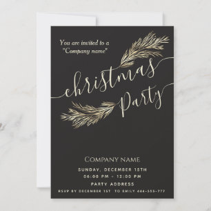 Modern minimalist pine branch corporate Christmas Invitation