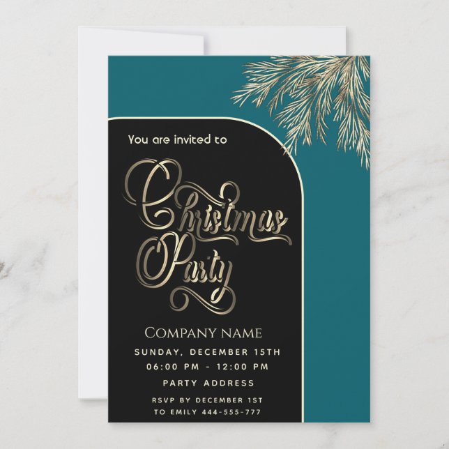 Modern minimalist pine branch corporate Christmas Invitation (Front)
