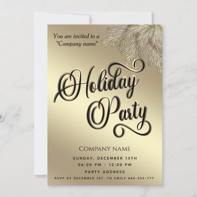 Modern minimalist pine branch corporate Holiday  Invitation (Front)