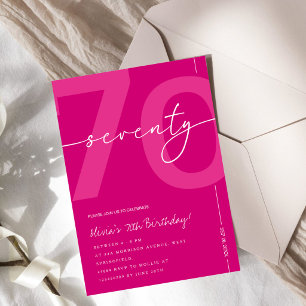 Modern Minimalist Pink 70th Birthday Party Invitation