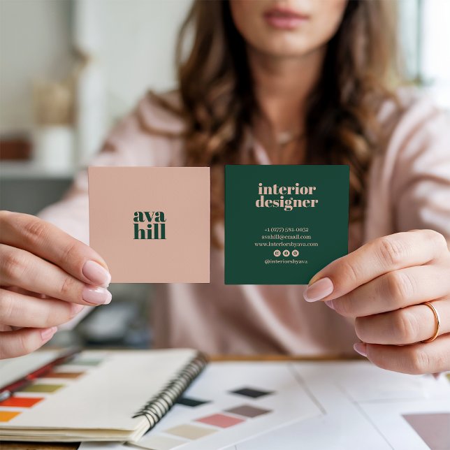 Modern minimalist pink and green professional logo square business card (Modern minimalist pink and green professional logo)