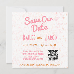 Modern Minimalist Pink and Orange Save The Date