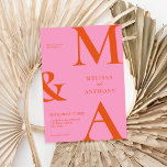 Modern Minimalist Pink and Orange Wedding Invitation<br><div class="desc">Modern Minimalist Pink and Orange Wedding Invitation. Features bold monogram typography and minimal graphic design. Personalise text with all the details of your special day.</div>